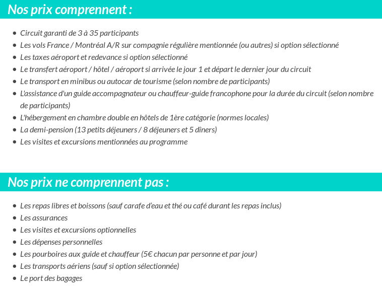 Conditions tarifaires