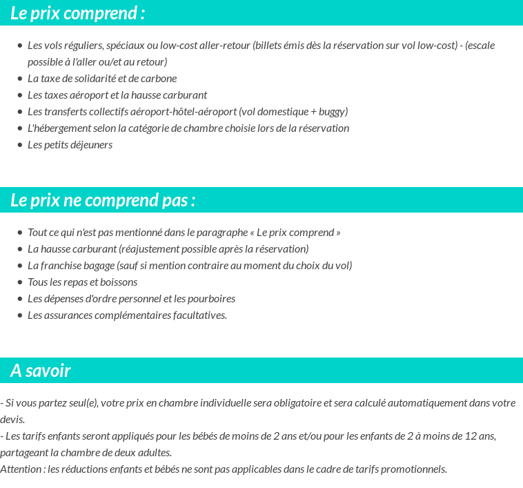 Conditions tarifaires