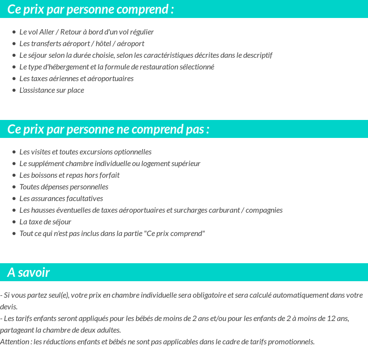 Conditions tarifaires
