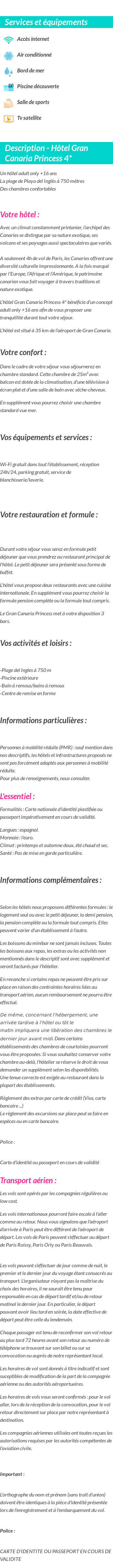 Détails du séjour
