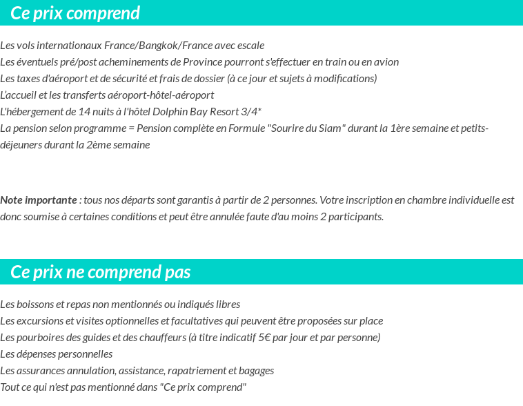 Conditions tarifaires