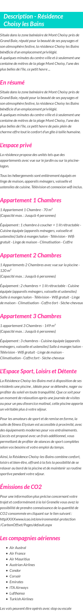 Détails du séjour