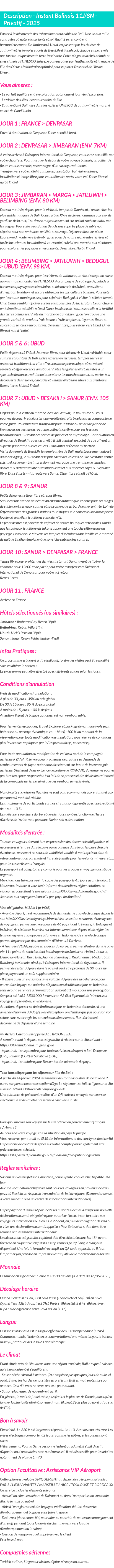 Détails du séjour