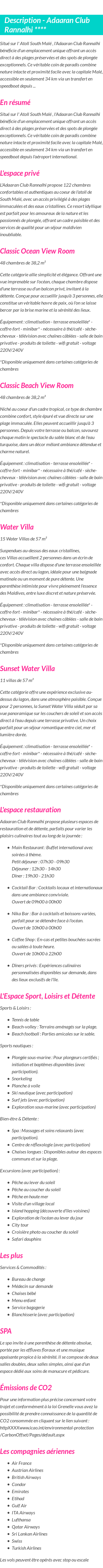 Détails du séjour