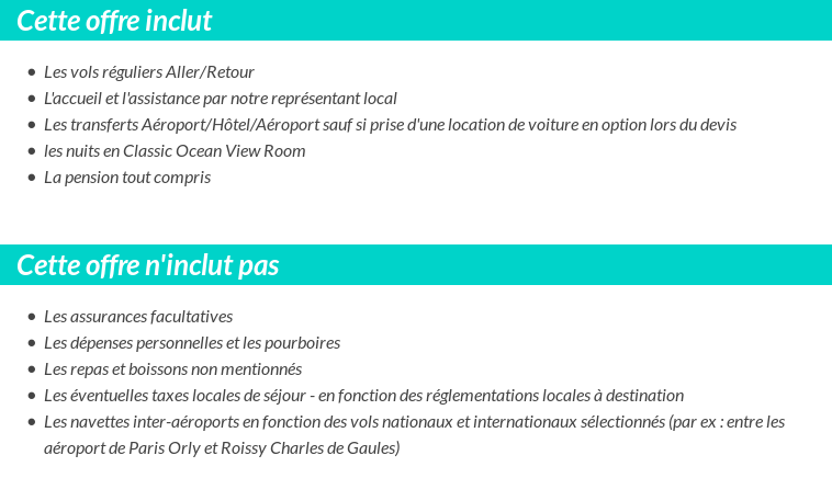 Conditions tarifaires