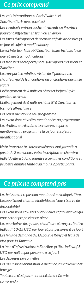 Conditions tarifaires