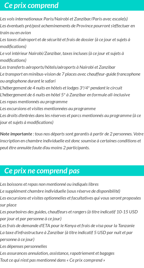 Conditions tarifaires