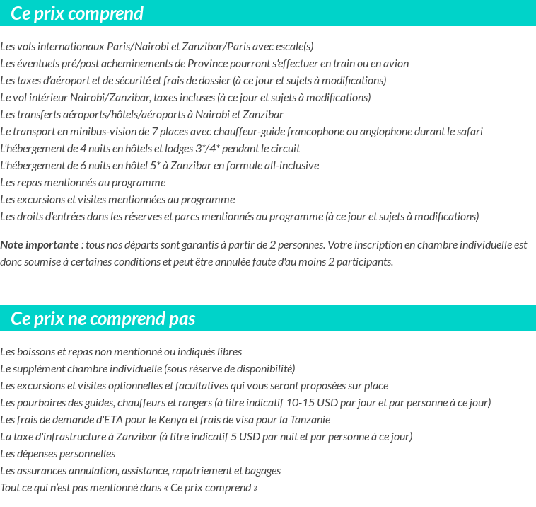 Conditions tarifaires