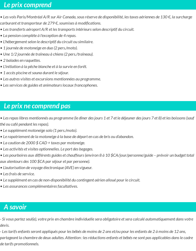 Conditions tarifaires