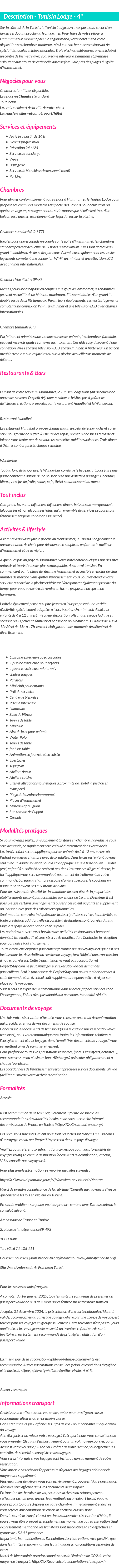 Détails du séjour