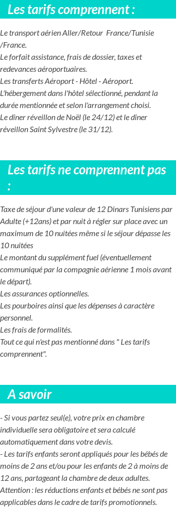 Conditions tarifaires