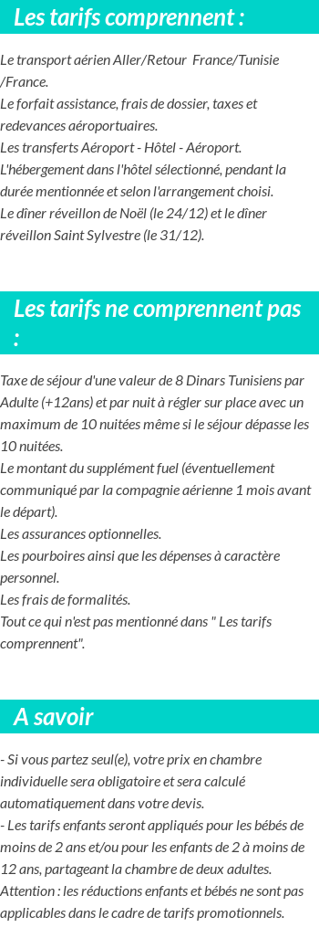 Conditions tarifaires