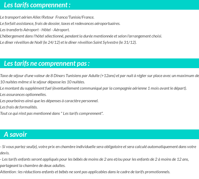 Conditions tarifaires