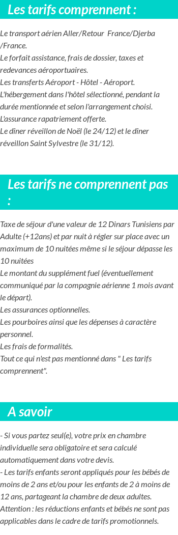 Conditions tarifaires