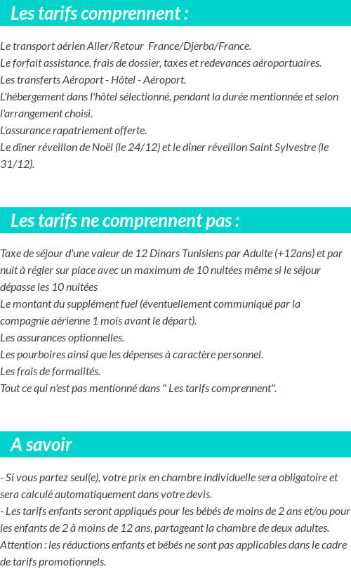 Conditions tarifaires