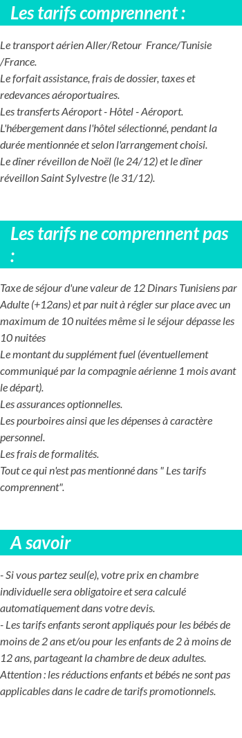 Conditions tarifaires