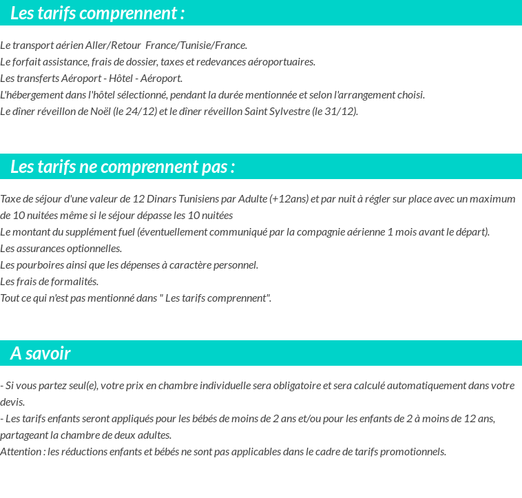 Conditions tarifaires