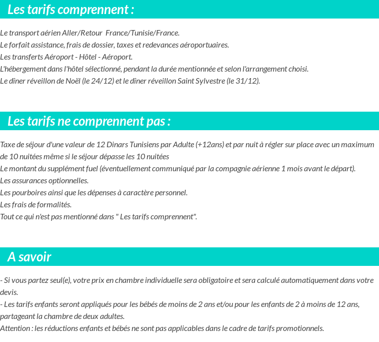 Conditions tarifaires