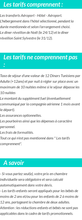 Conditions tarifaires