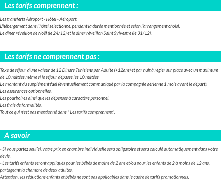 Conditions tarifaires