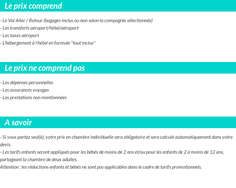 Conditions tarifaires