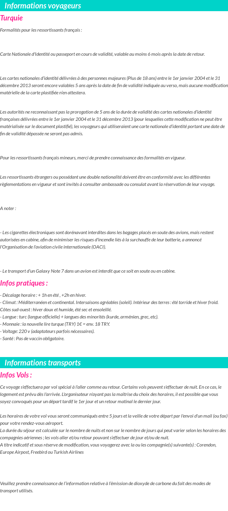 Formalités et infos voyageurs