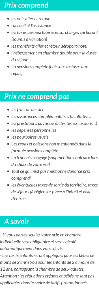 Conditions tarifaires