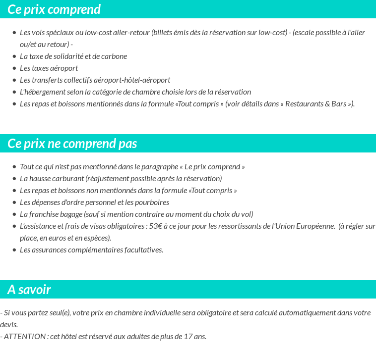 Conditions tarifaires