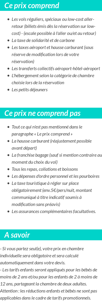 Conditions tarifaires