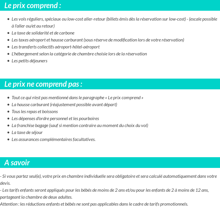 Conditions tarifaires