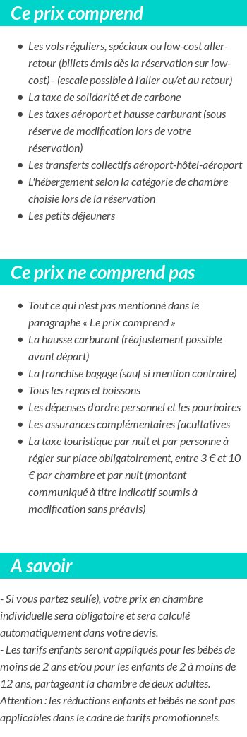 Conditions tarifaires