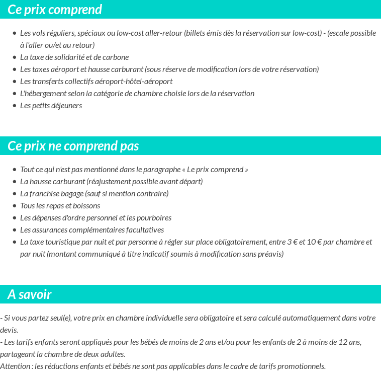 Conditions tarifaires