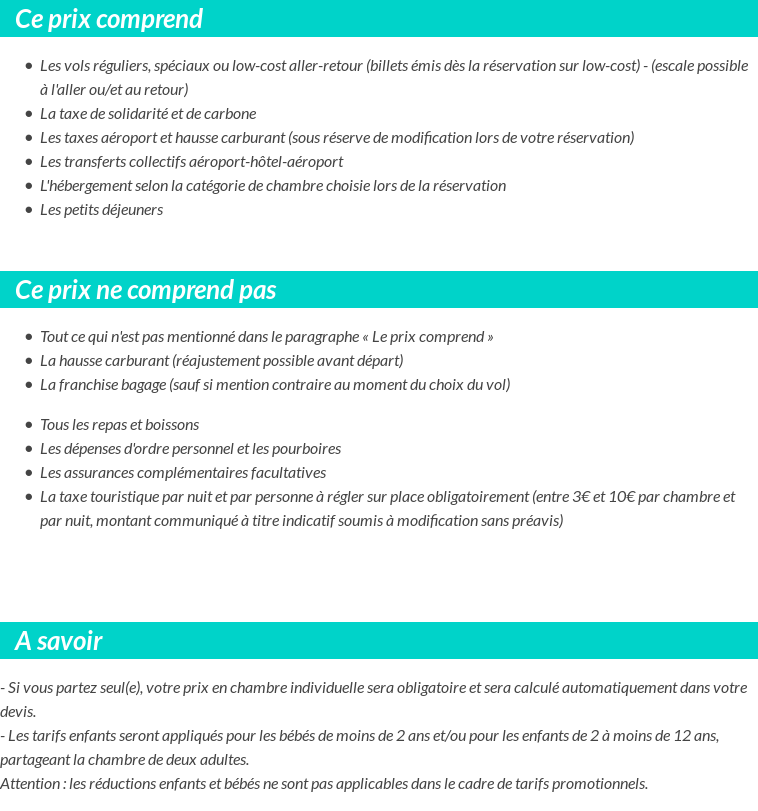 Conditions tarifaires