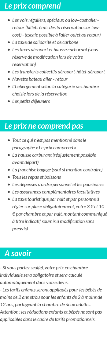 Conditions tarifaires