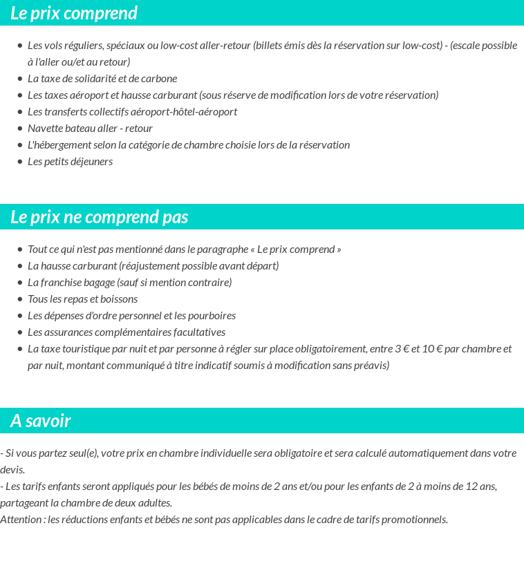 Conditions tarifaires
