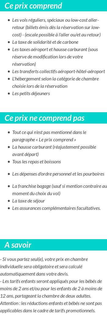 Conditions tarifaires