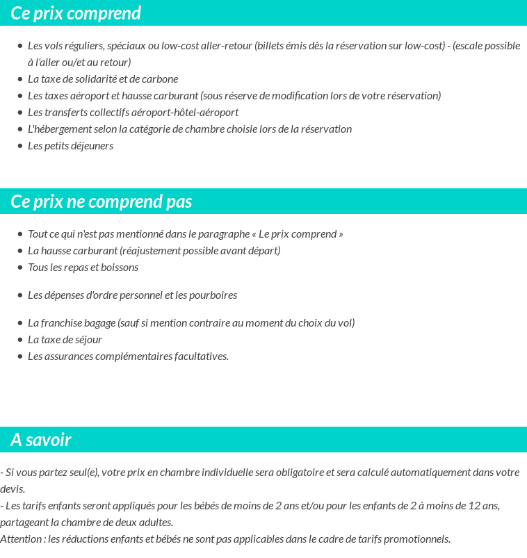 Conditions tarifaires