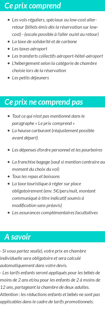 Conditions tarifaires