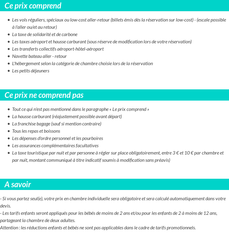 Conditions tarifaires