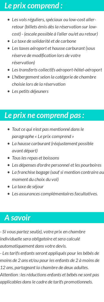 Conditions tarifaires