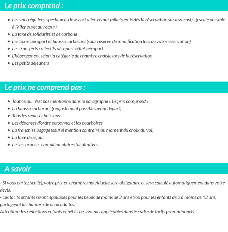 Conditions tarifaires