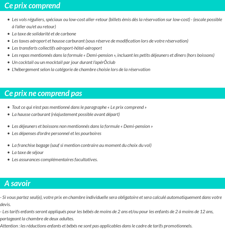 Conditions tarifaires