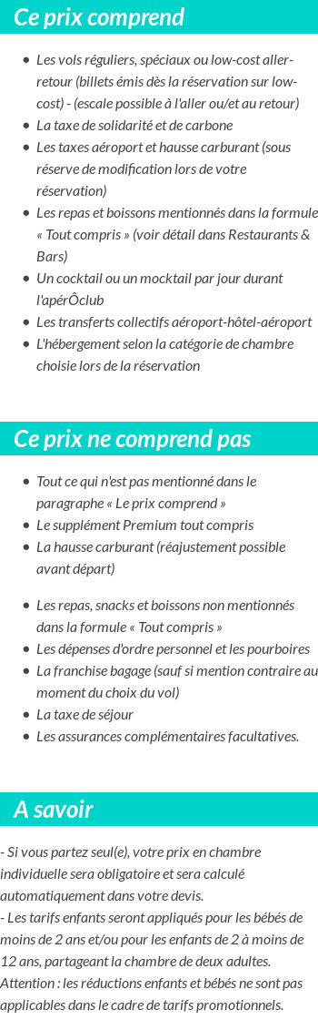 Conditions tarifaires