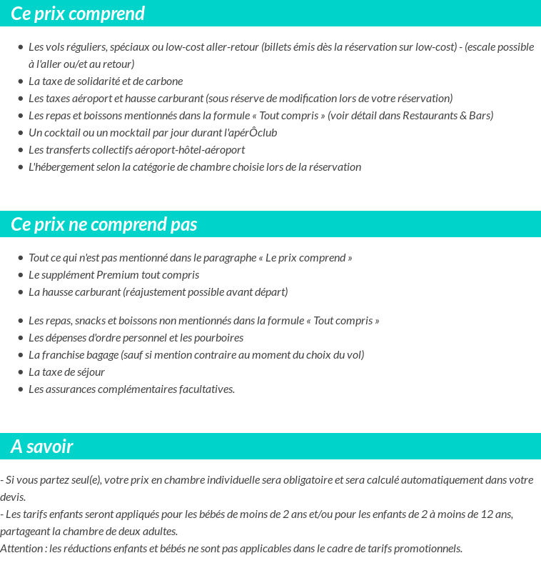 Conditions tarifaires