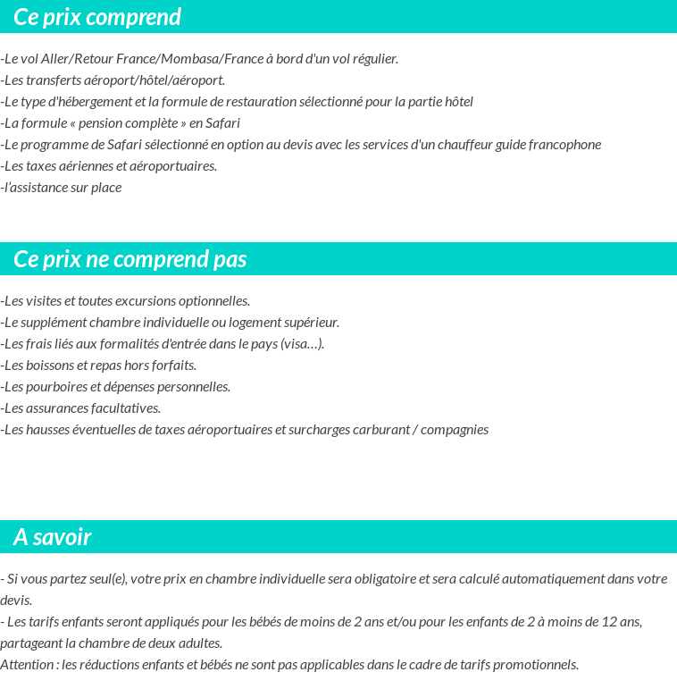 Conditions tarifaires