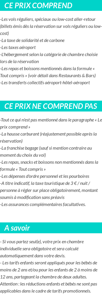 Conditions tarifaires