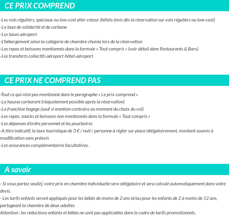 Conditions tarifaires