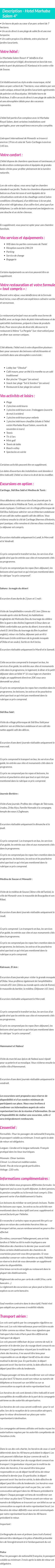 Détails du séjour