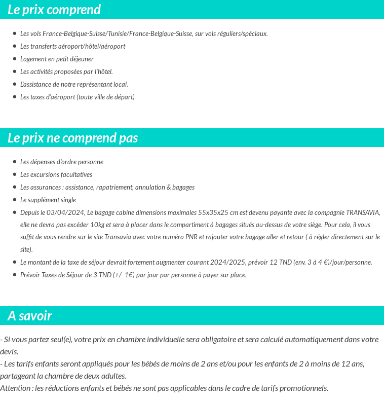 Conditions tarifaires