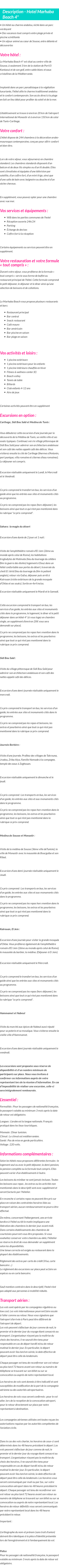Détails du séjour